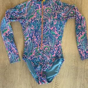 Lilly Pulitzer Vibrant Pink and Blue One Piece Swimsuit